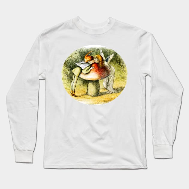 Elf in love with the fairy... in a mushroom landscape Long Sleeve T-Shirt by Marccelus